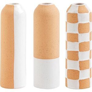 Mud Pie Terracotta Bud Vase, Check 2"L x 2"W x 7"H